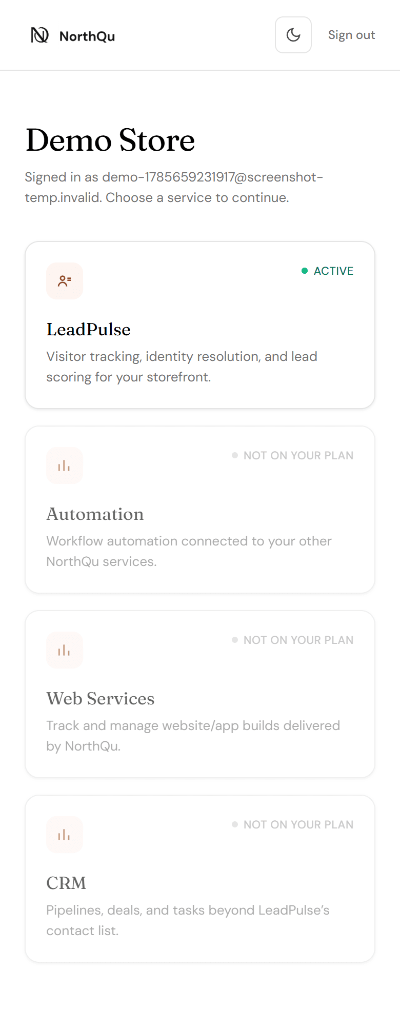Sign in, pick a service